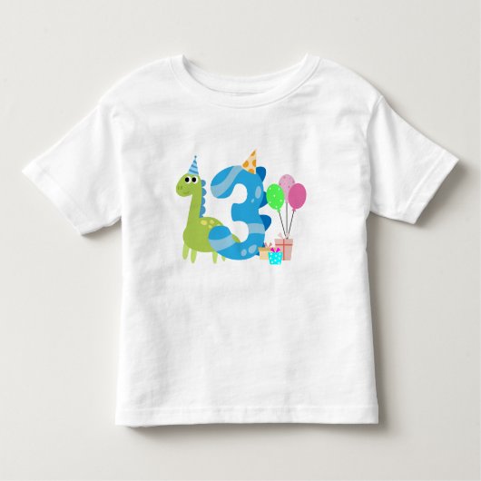 3 jaar oude dinosaurus verjaardag kinder shirts (Voorkant)