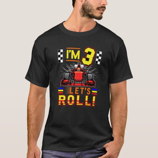 3 jaar oude formule race auto 3e verjaardag t-shirt (Voorkant)