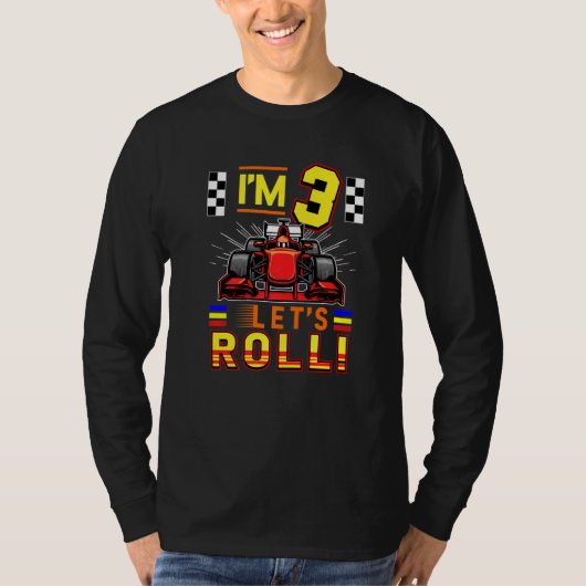 3 jaar oude formule race auto 3e verjaardag t-shirt (Voorkant)