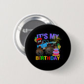 3 jaar oude jongens 3rd Birthday Monster Truck Bir Ronde Button 5,7 Cm (Voorkant /achterkant)