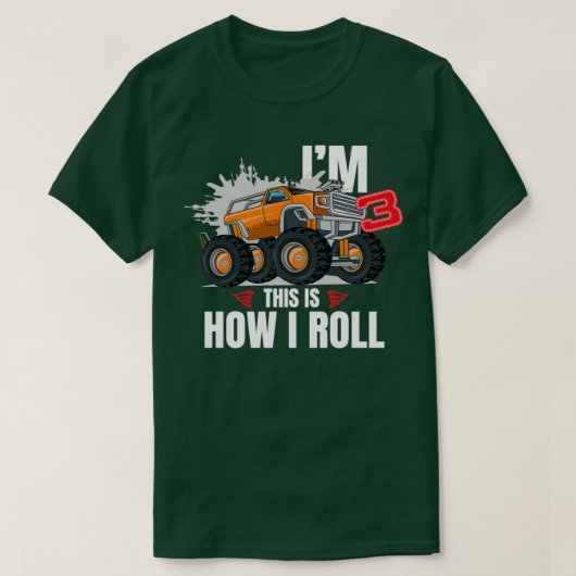 3 jaar oude monster Truck 3th Birthday 2 T-shirt (Design voorkant)