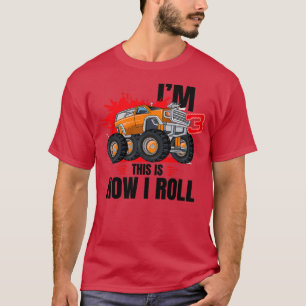 3 jaar oude monster Truck 3th Birthday T-shirt