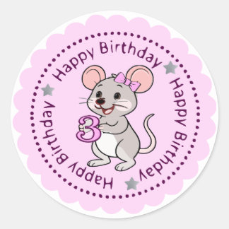 3 jaar oude Muis Ronde Sticker