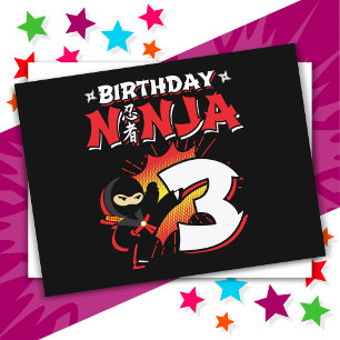 3 Jaar Oude Stripboek Stijl Ninja 3e Verjaardag Briefkaart