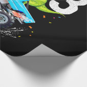 3 jaar oude verjaardag Dinosaur Monster Truck Fami Cadeaupapier (Hoek)