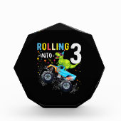 3 jaar oude verjaardag Dinosaur Monster Truck Fami Fotoblokken (Voorkant)