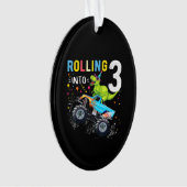 3 jaar oude verjaardag Dinosaur Monster Truck Fami Ornament (voorkant)