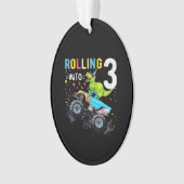 3 jaar oude verjaardag Dinosaur Monster Truck Fami Ornament (voorkant)