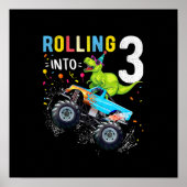 3 jaar oude verjaardag Dinosaur Monster Truck Fami Poster (Voorkant)