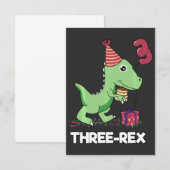 3 Jaar Oude Verjaardag Jongen Dinosaurus Drie Rex  Bedankkaart (Voorkant / Achterkant)