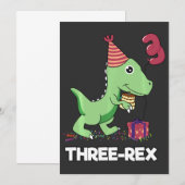 3 Jaar Oude Verjaardag Jongen Dinosaurus Drie Rex Bedankkaart (Voorkant / Achterkant)