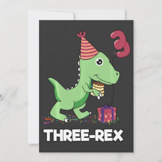 3 Jaar Oude Verjaardag Jongen Dinosaurus Drie Rex Bedankkaart