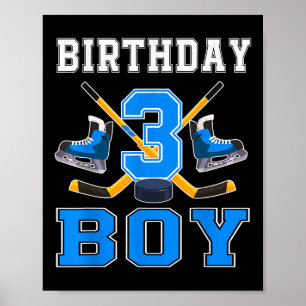 3 Jaar Oude Verjaardag Jongen IJshockey 3e Partij Poster