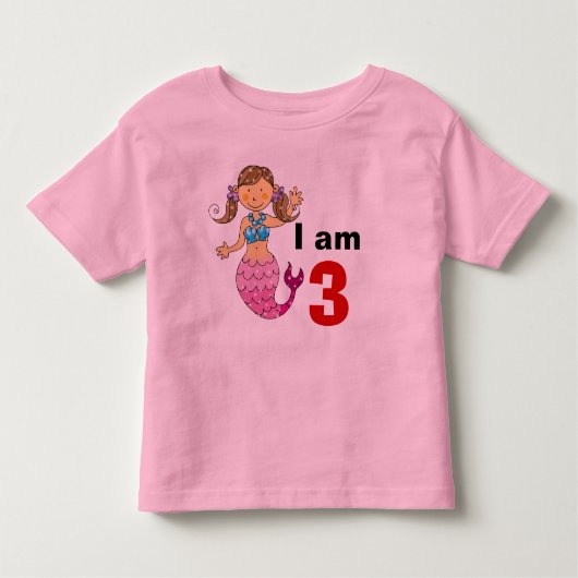 3 jaar oude verjaardag zeemeermin meisje kinder shirts (Voorkant)