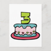 3 jaar oude verjaardagsCake Briefkaart (Voorkant)