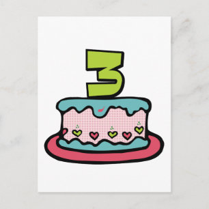 3 jaar oude verjaardagsCake Briefkaart