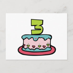 3 jaar oude verjaardagsCake Briefkaart