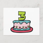 3 jaar oude verjaardagsCake Briefkaart (Voorkant)