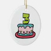 3 jaar oude verjaardagsCake Keramisch Ornament (Rechts)