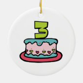 3 jaar oude verjaardagsCake Keramisch Ornament (Achterkant)