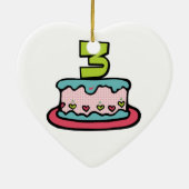 3 jaar oude verjaardagsCake Keramisch Ornament (Achterkant)