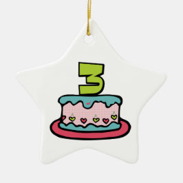 3 jaar oude verjaardagsCake Keramisch Ornament
