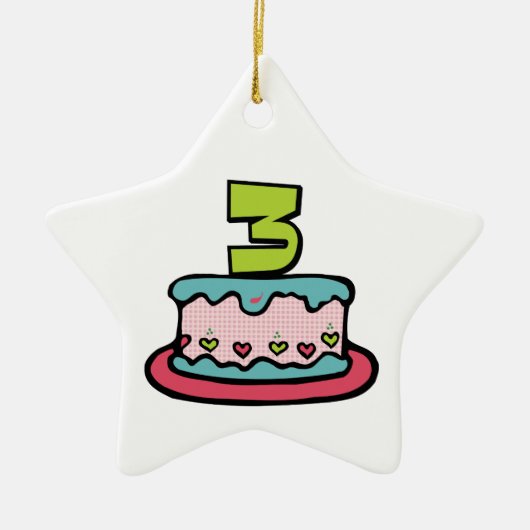 3 jaar oude verjaardagsCake Keramisch Ornament (Voorkant)