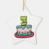 3 jaar oude verjaardagsCake Keramisch Ornament (Links)