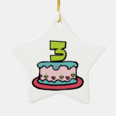 3 jaar oude verjaardagsCake Keramisch Ornament (Achterkant)