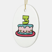 3 jaar oude verjaardagsCake Keramisch Ornament (Links)
