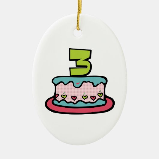 3 jaar oude verjaardagsCake Keramisch Ornament (Voorkant)