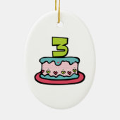 3 jaar oude verjaardagsCake Keramisch Ornament (Achterkant)