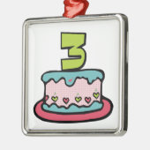 3 jaar oude verjaardagsCake Metalen Ornament (Links)