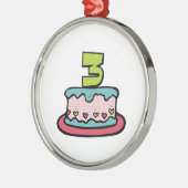 3 jaar oude verjaardagsCake Metalen Ornament (Links)