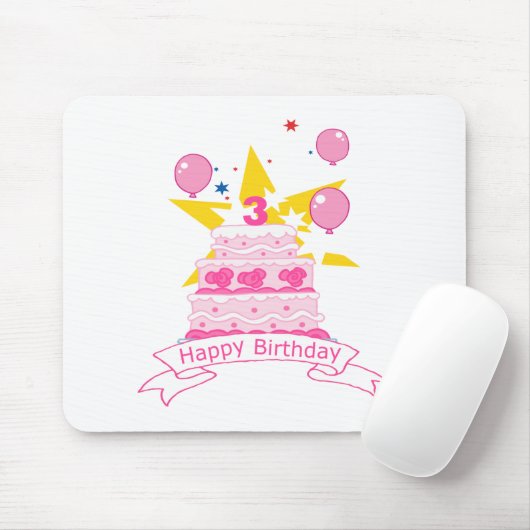 3 jaar oude verjaardagsCake Muismat (Met muis)