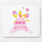 3 jaar oude verjaardagsCake Muismat (Voorkant)