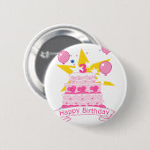 3 jaar oude verjaardagsCake Ronde Button 5,7 Cm (Voorkant /achterkant)