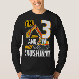 3 jaar oude voertuigen bouwgraafmachine Birthda T-shirt