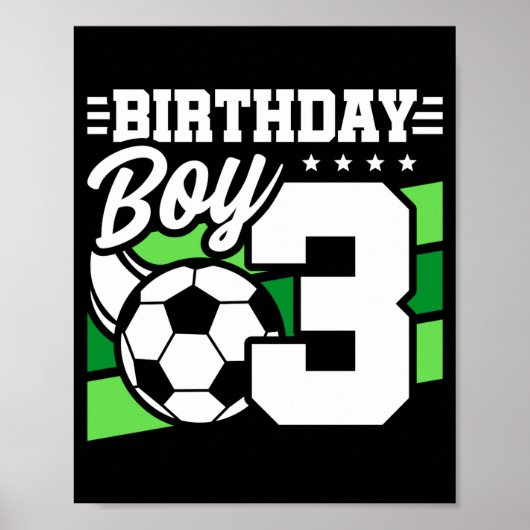 3 Jaar Oude Voetbalfeest 3e Verjaardag Jongen Poster (Voorkant)