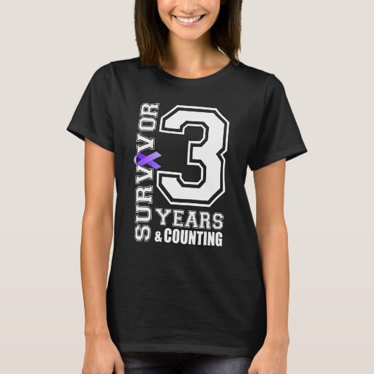 3 jaar overlevende ik Draag Paarse lint lupus awar T-shirt (Voorkant)