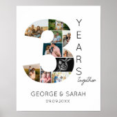 3 Jaar Samen Foto Collage Huwelijksverjaardag Poster (Voorkant)