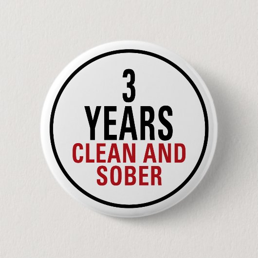 3 jaar Schone en Sober Ronde Button 5,7 Cm (Voorkant)