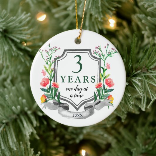 3 jaar Sober Personalized Jubileum Keramisch Ornament (Boom)