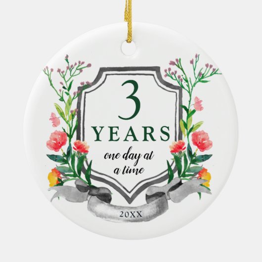 3 jaar Sober Personalized Jubileum Keramisch Ornament (Achterkant)