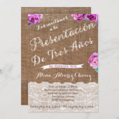 3 jaar Uitnodiging tot Kaarten voor meisjes, paars (Voorkant / Achterkant)