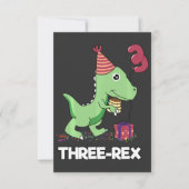 3 Jaar Verjaardag Jongen Dinosaurus Drie Rex Kinde Bedankkaart (Voorkant)