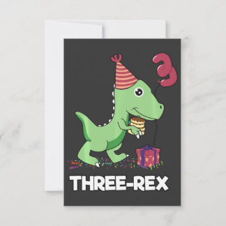 3 Jaar Verjaardag Jongen Dinosaurus Drie Rex Kinde Bedankkaart