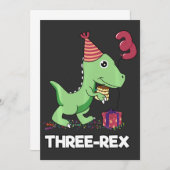 3 Jaar Verjaardag Jongen Dinosaurus Drie Rex Kinde Bedankkaart (Voorkant / Achterkant)