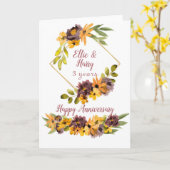 3 jaar Waterverf Floral Jubileum Kaart (Gele Bloem)