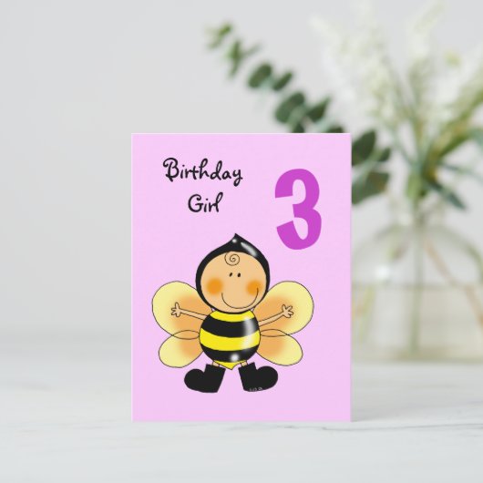 3 jarig meisje briefkaart (Staand voorkant)